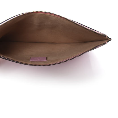 Gucci Calfskin Striped Oversized Bee Zip Pouch White Pink Red 5 of 9