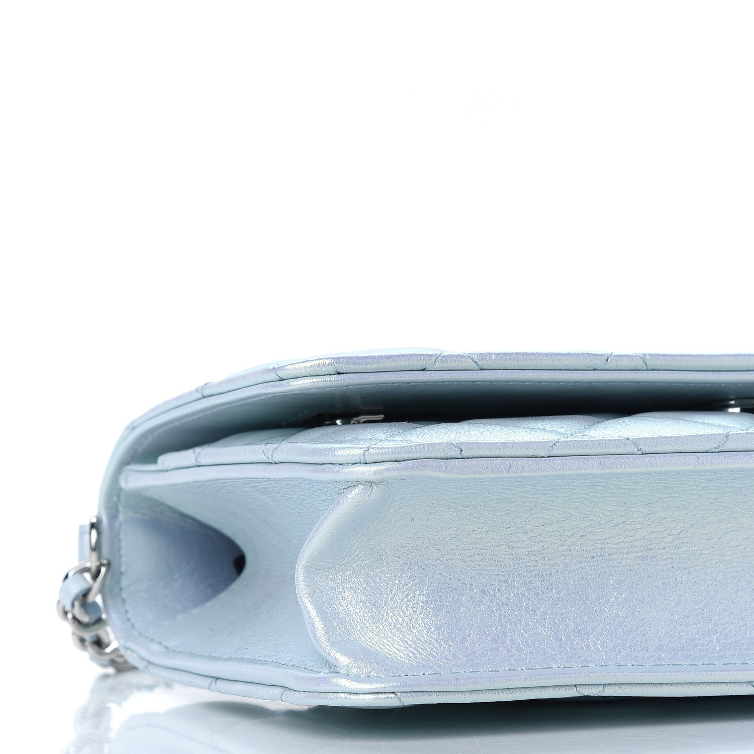 Chanel Iridescent Calfskin Quilted Wallet On Chain WOC Light Blue 10 of 10
