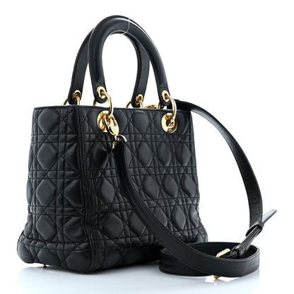 Christian Dior Lambskin Cannage Medium Lady Dior Black 3 of 15