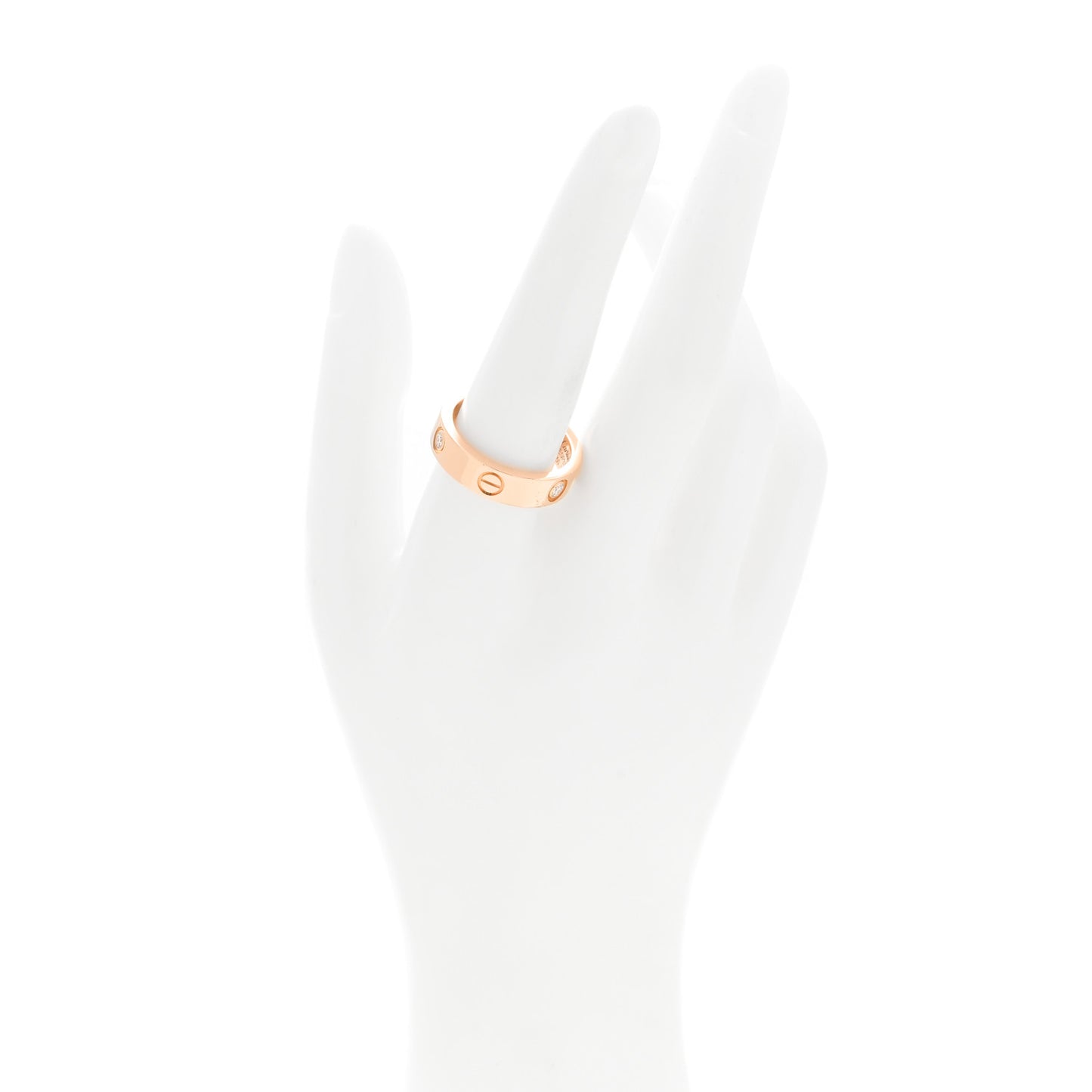 18K Pink Gold 3 Diamond 5.5mm LOVE Ring 60 9.25