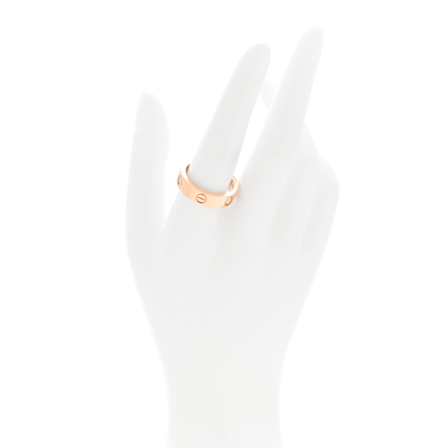 Cartier 18K Pink Gold 3 Diamond 5.5mm LOVE Ring 60 9.25 2 of 4