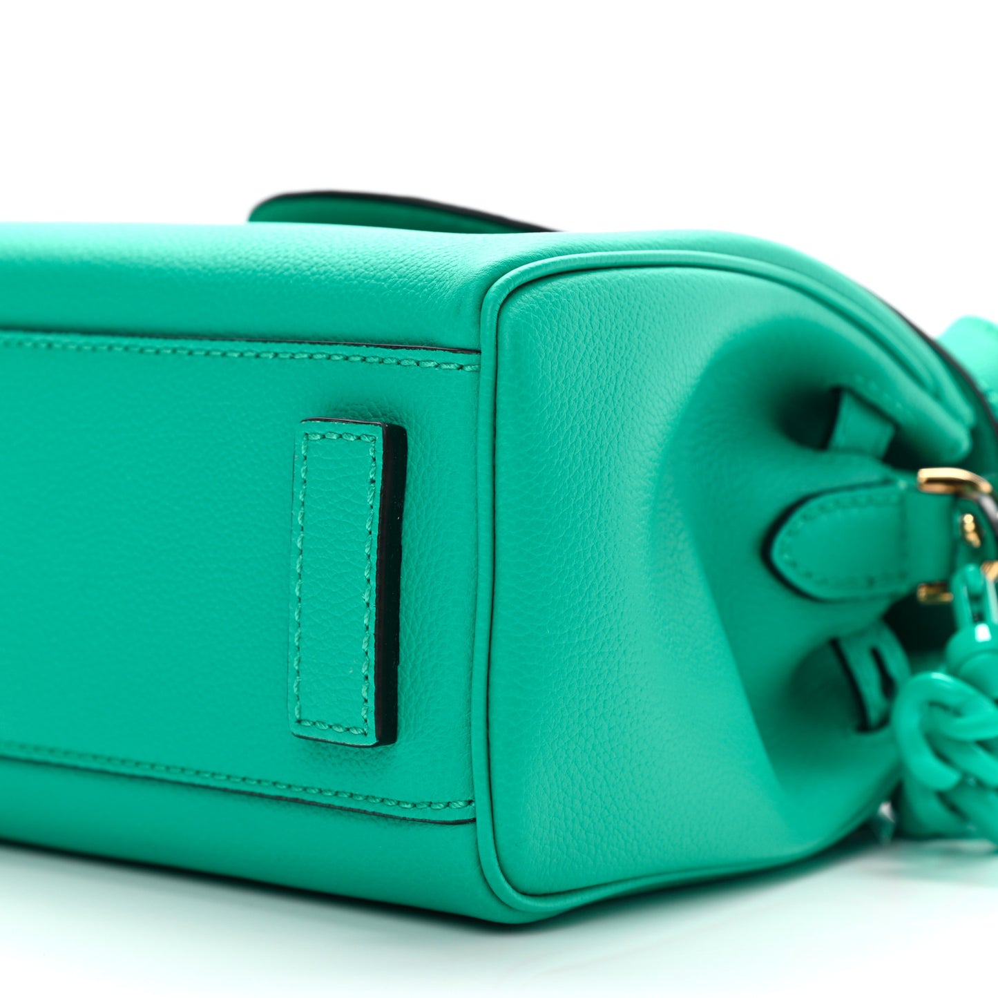 Grained Calfskin Small La Medusa Top Handle Bag Turquoise