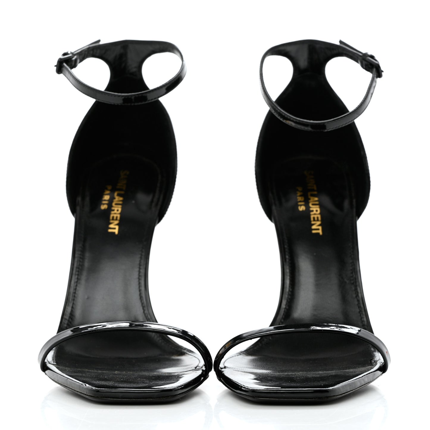 Patent Calfskin Opyum 110 Sandals 38 Black Gold