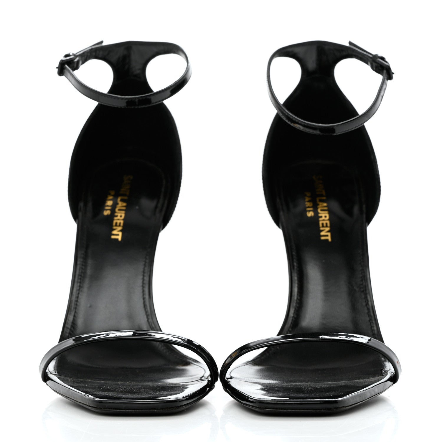 Saint Laurent Patent Calfskin Opyum 110 Sandals 38 Black Gold 2 of 11