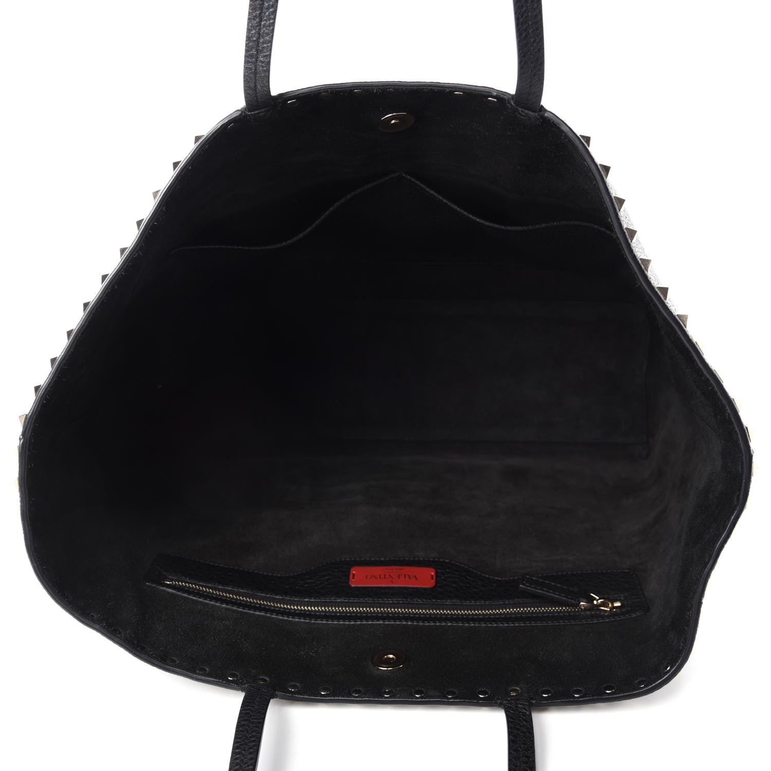 Valentino Garavani Grained Calfskin Rockstud Shoulder Tote Black 5 of 9
