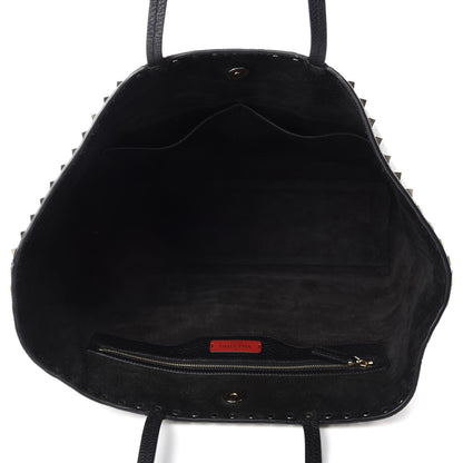 Valentino Garavani Grained Calfskin Rockstud Shoulder Tote Black 5 of 9
