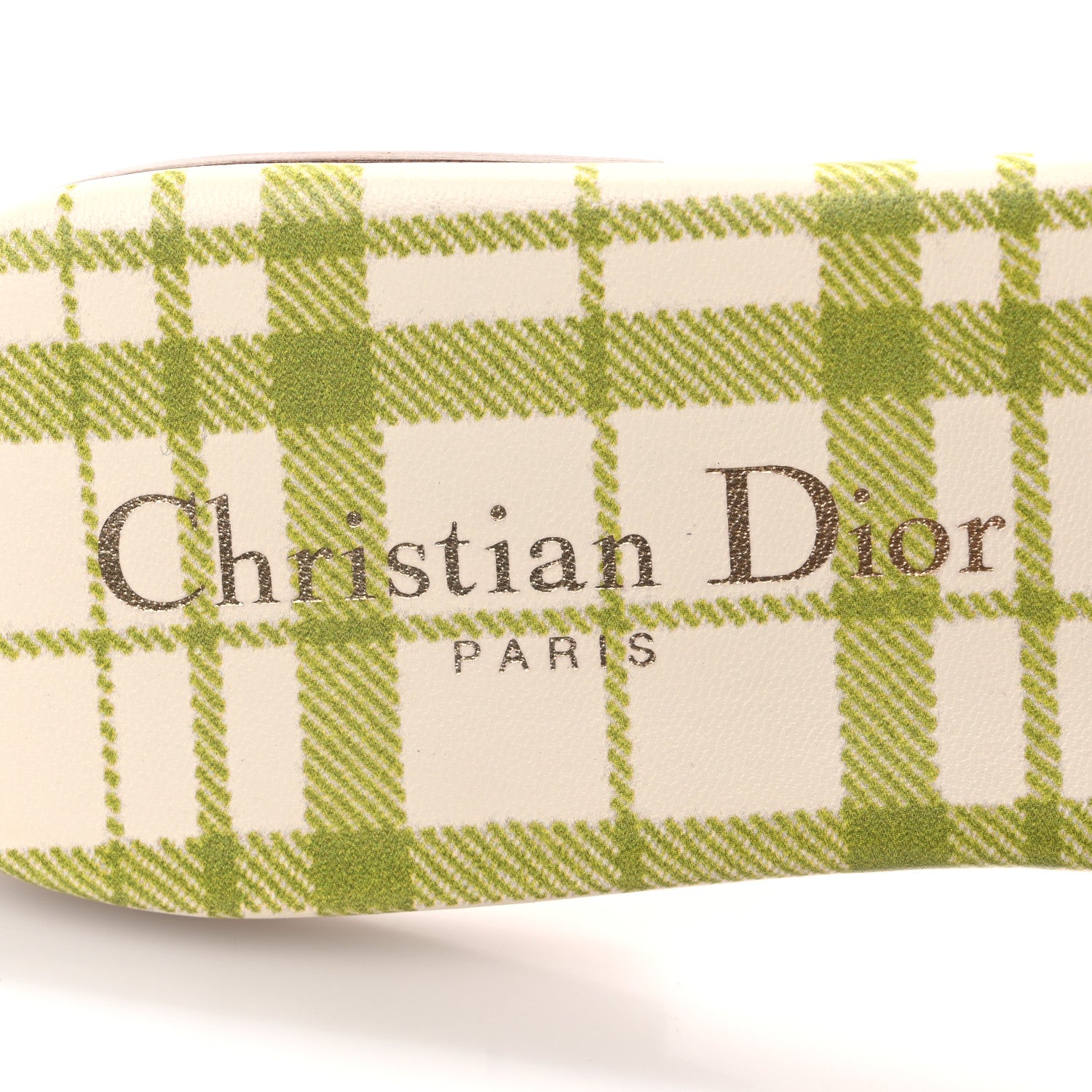Christian Dior Canvas Check'N'Dior Pop Embroidered Dway Flat Slide Sandals 36 Chartreuse 9 of 11