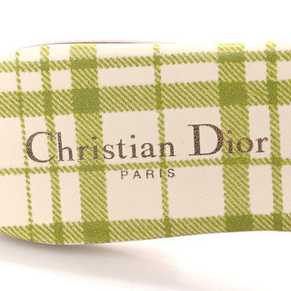 Christian Dior Canvas Check'N'Dior Pop Embroidered Dway Flat Slide Sandals 36 Chartreuse 9 of 11