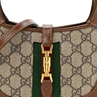 Gucci GG Supreme Monogram Azalea Calfskin Web Mini Jackie 1961 Hobo Beige Ebony Brown Sugar 8 of 10