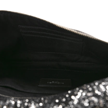 Saint Laurent Lambskin Glitter Belt Bag Metallic Black 6 of 9