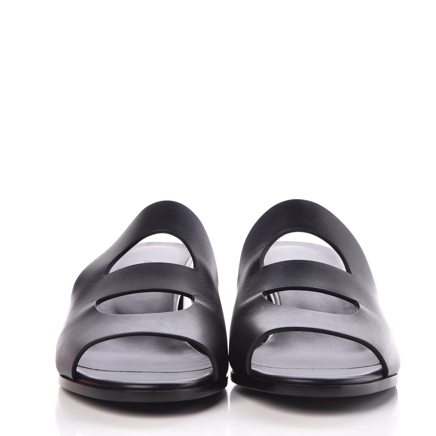 Hermes Calfskin Mona Sandals 38.5 Black 2 of 8