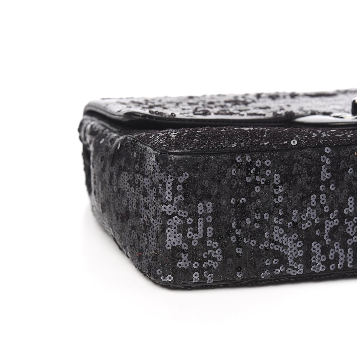 Sequin Lambskin Medium Moonlight on Water Flap Black