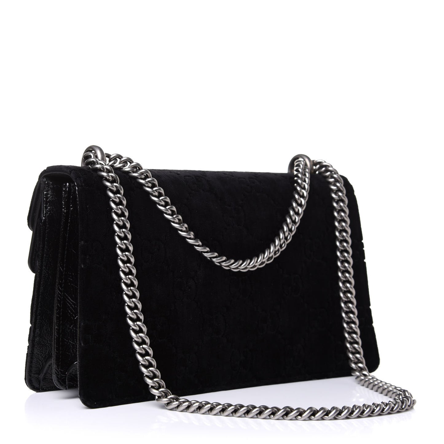 Velvet GG Monogram Small Dionysus Shoulder Bag Black