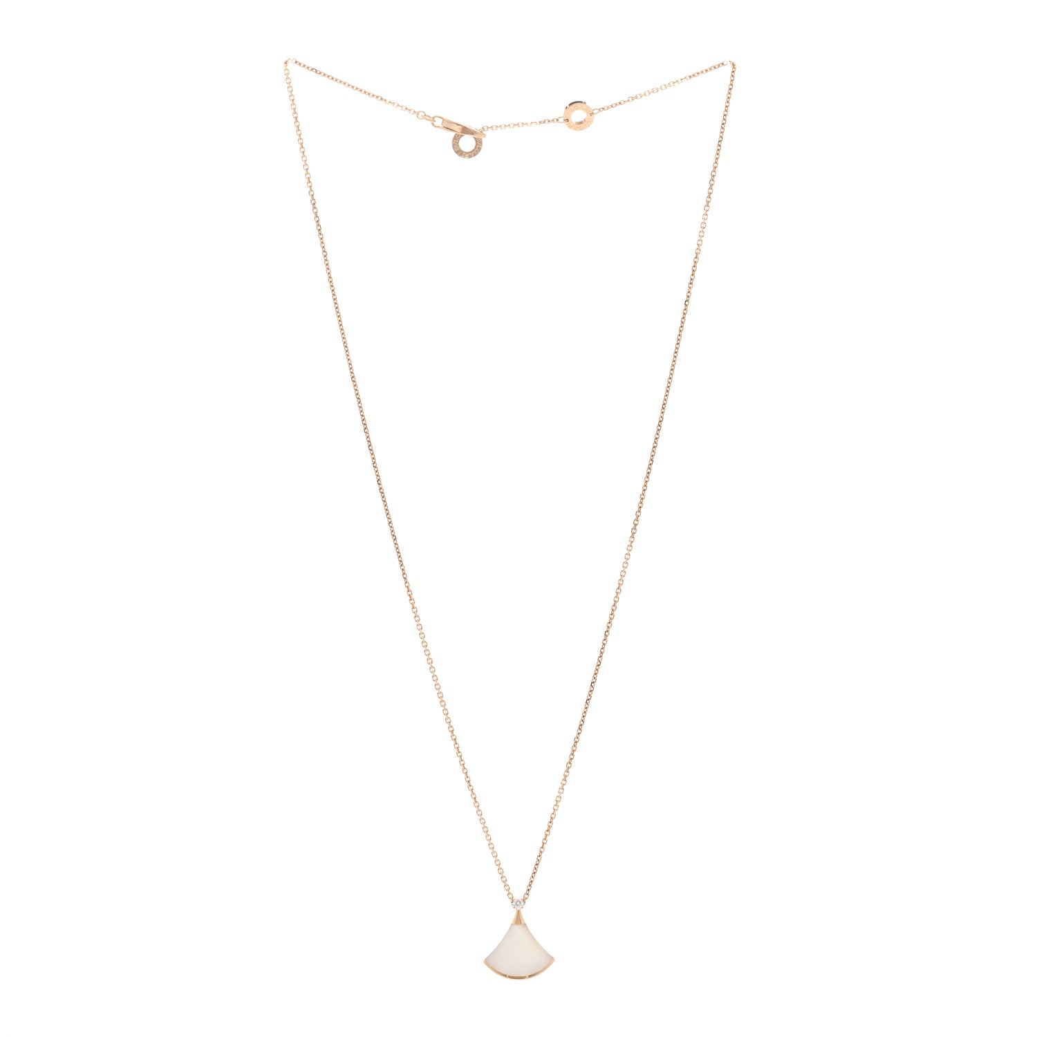 Bulgari 18K Rose Gold Diamond Mother of Pearl Small Divas' Dream Pendant Necklace 3 of 5