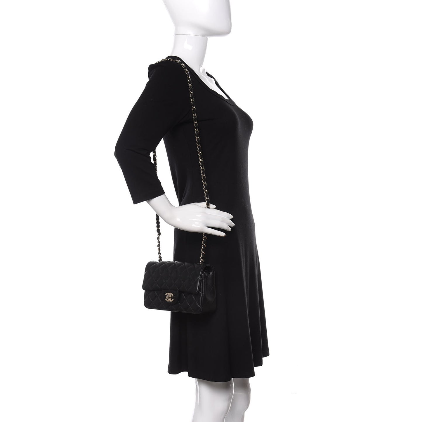 Lambskin Quilted Mini Rectangular Flap Black