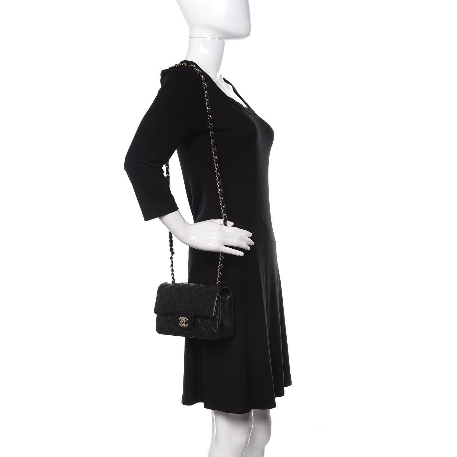 Chanel Lambskin Quilted Mini Rectangular Flap Black 2 of 12