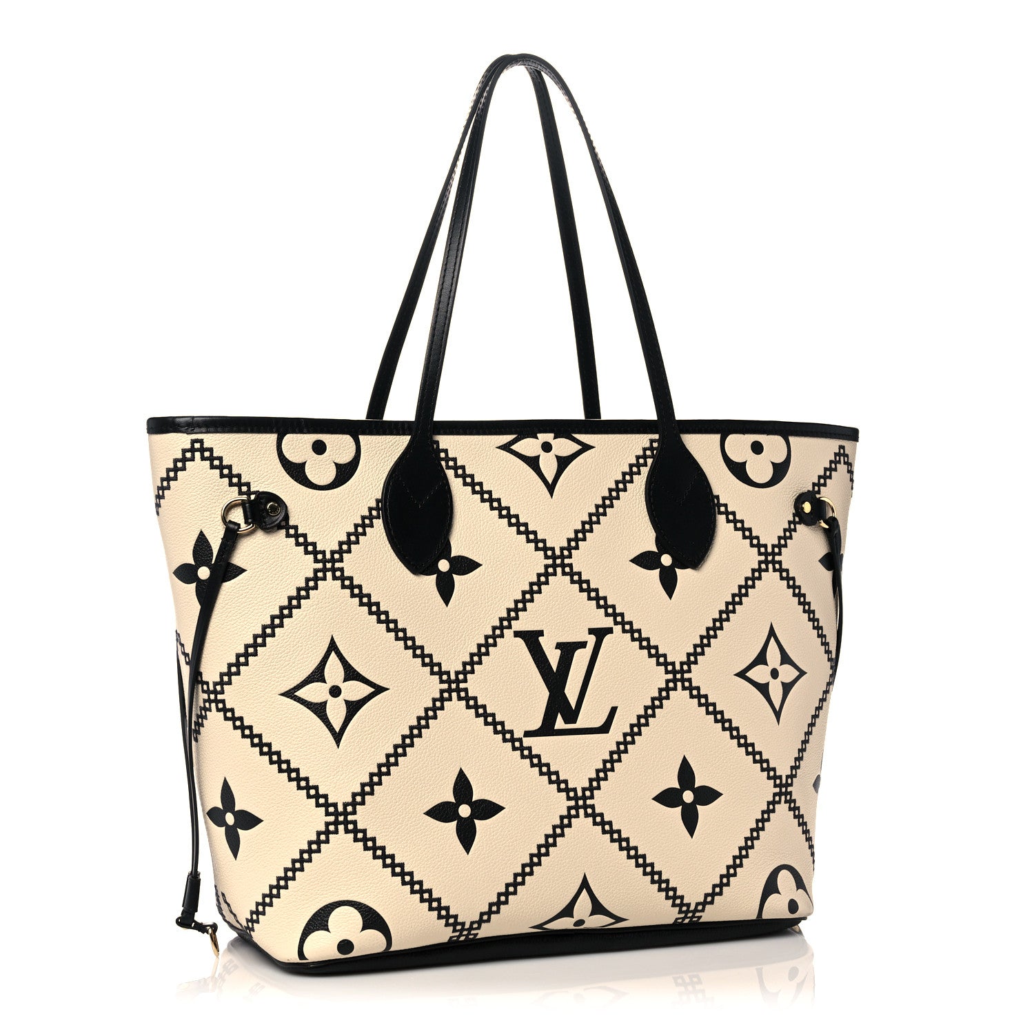 Louis Vuitton Empreinte Monogram Giant Broderies Neverfull MM Cream Black 2 of 10