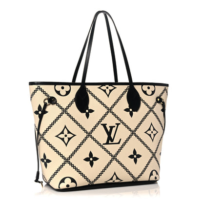 Louis Vuitton Empreinte Monogram Giant Broderies Neverfull MM Cream Black 2 of 10