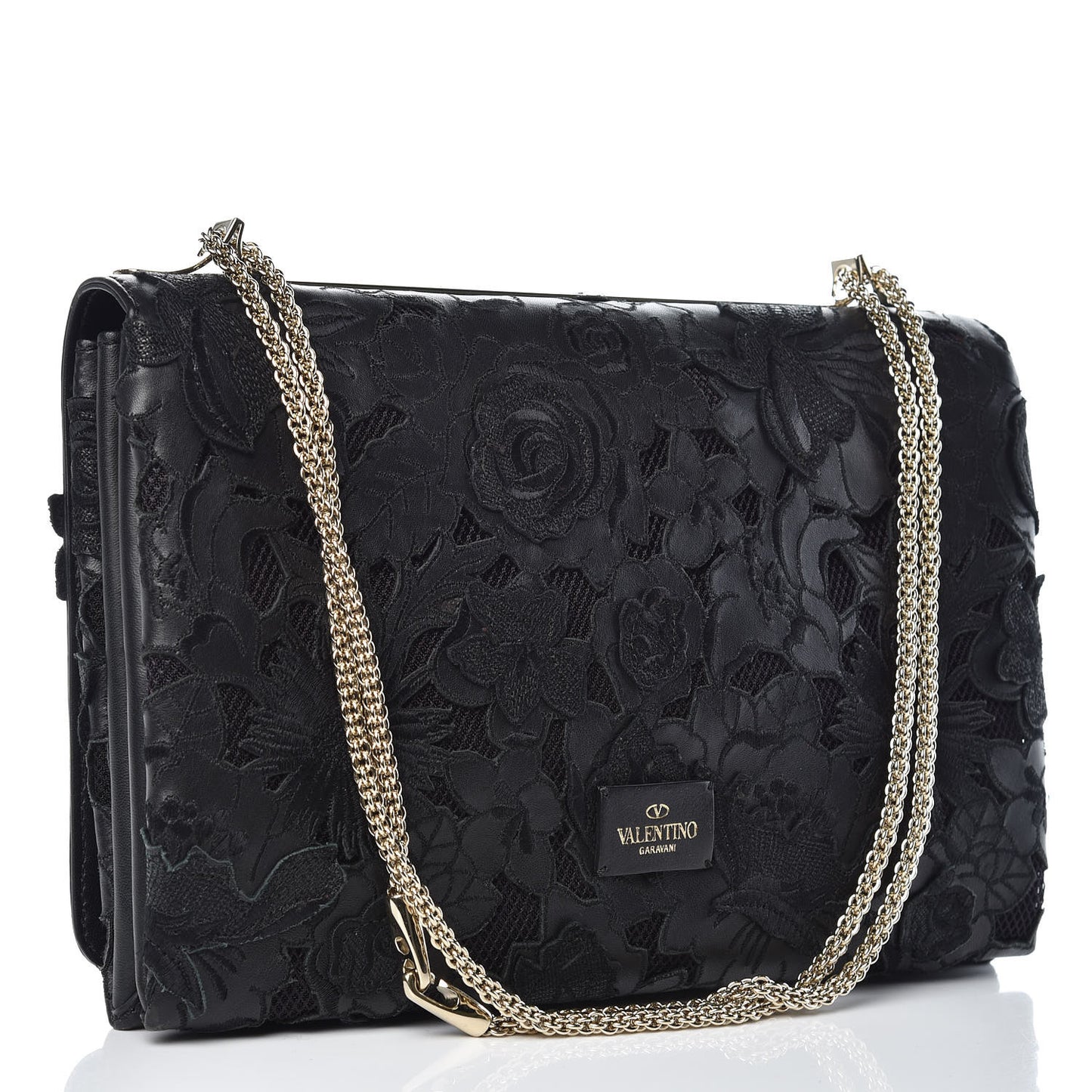 Lambskin Lace Large Girello Flap Black