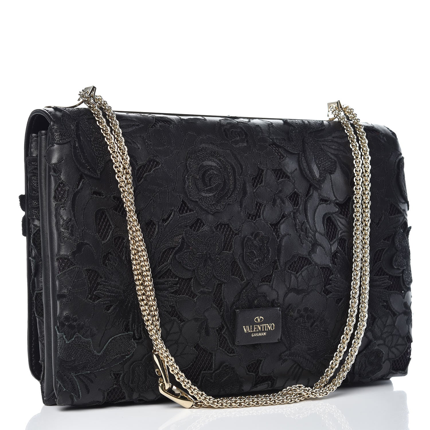 Valentino Garavani Lambskin Lace Large Girello Flap Black 3 of 10