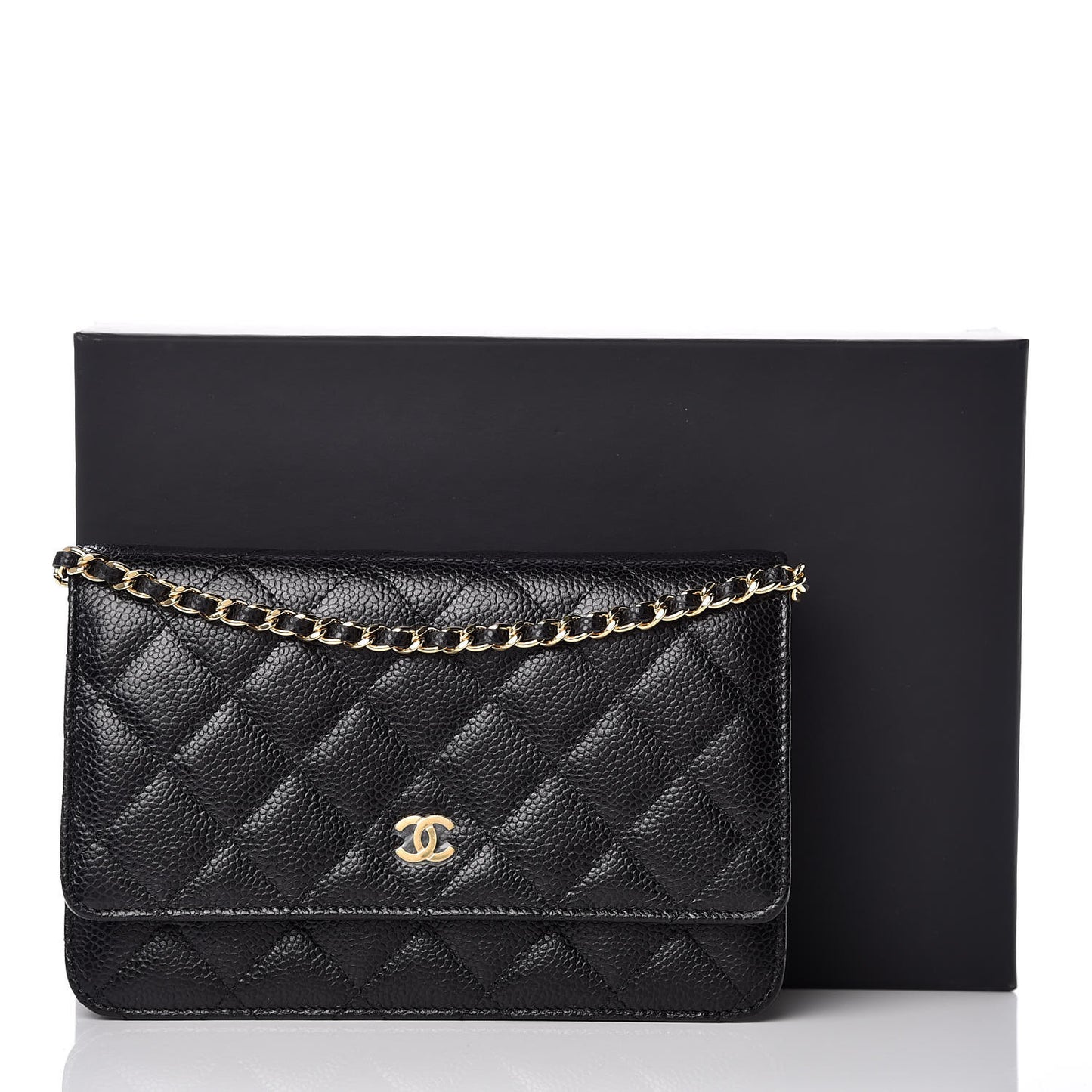 Caviar Quilted Wallet On Chain WOC Black