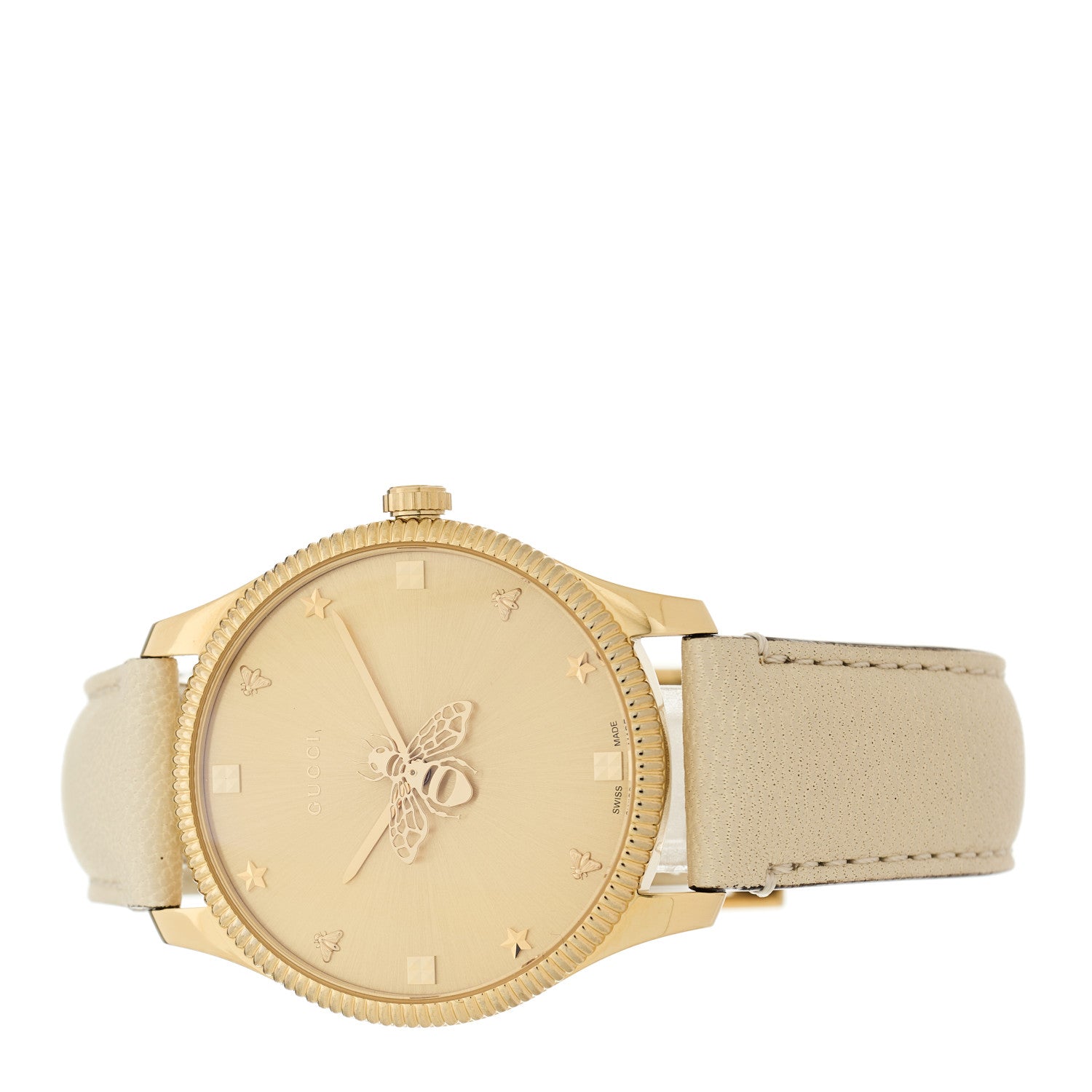 Gucci Stainless Steel Calfskin 36mm G-Timeless Bee Quartz Watch White 2 of 4
