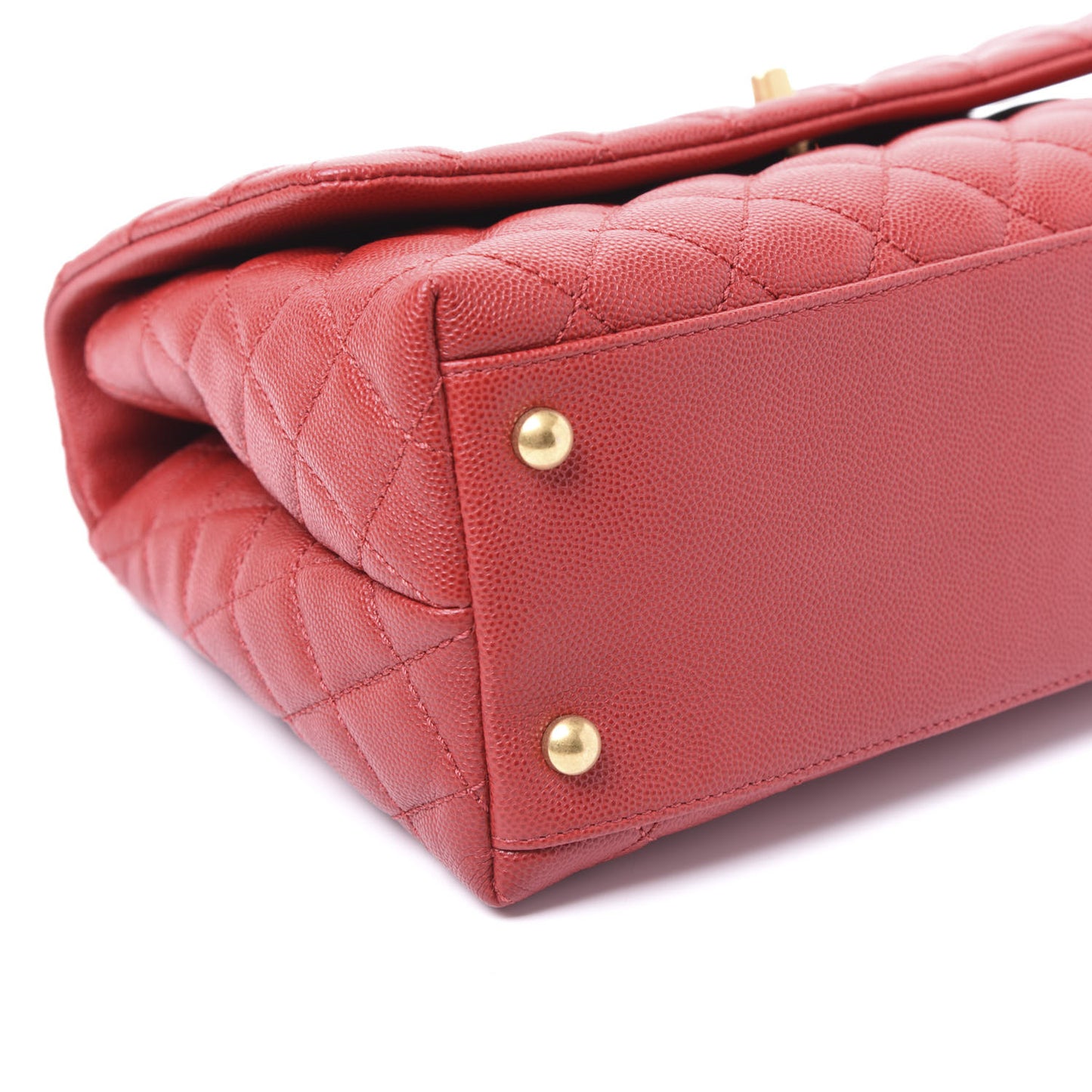 Caviar Quilted Small Coco Handle Flap Red