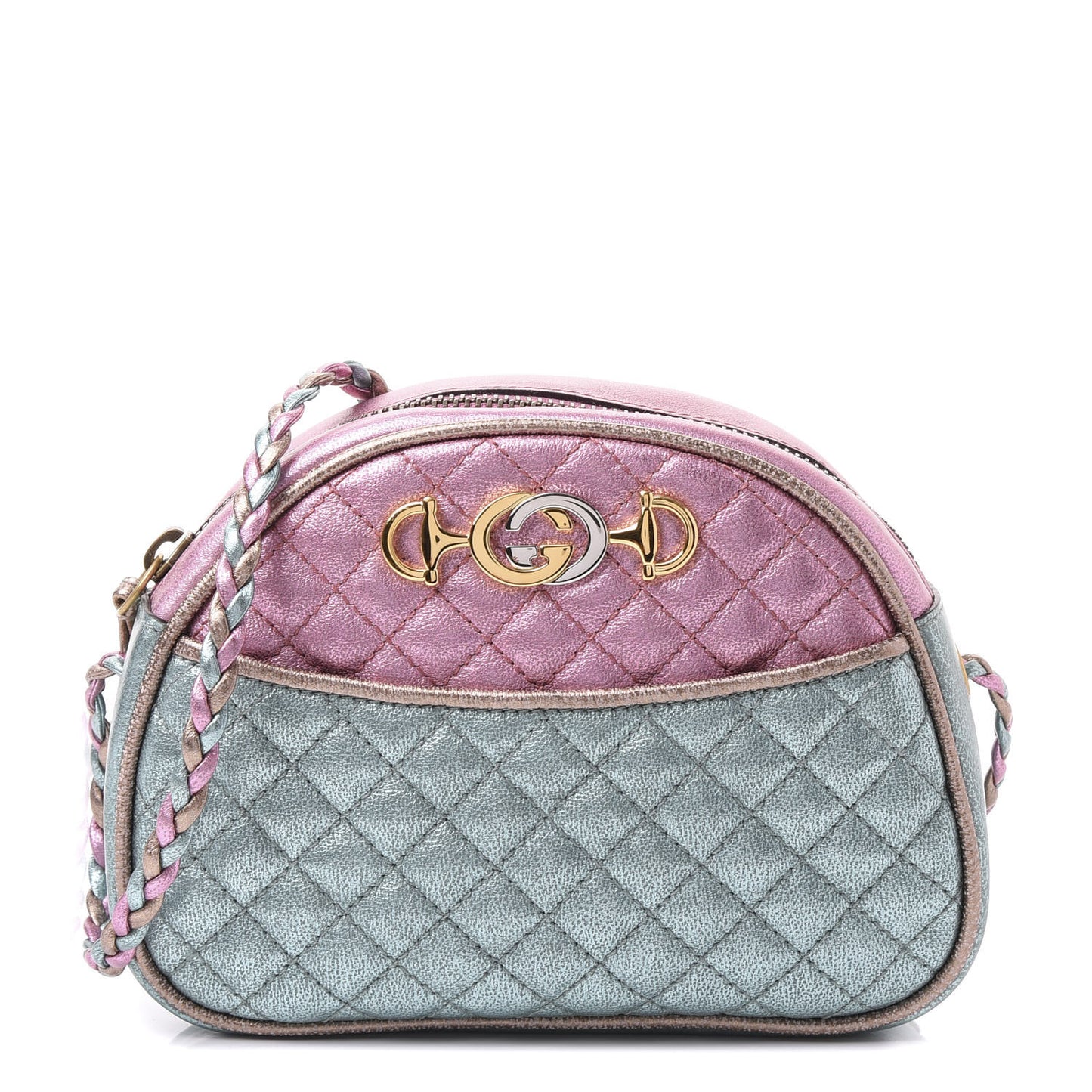 Laminated Nappa Trapuntata Mini Zumi Dome Shoulder Bag Rosa Lago Rame