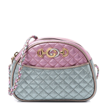 Gucci Laminated Nappa Trapuntata Mini Zumi Dome Shoulder Bag Rosa Lago Rame 1 of 9
