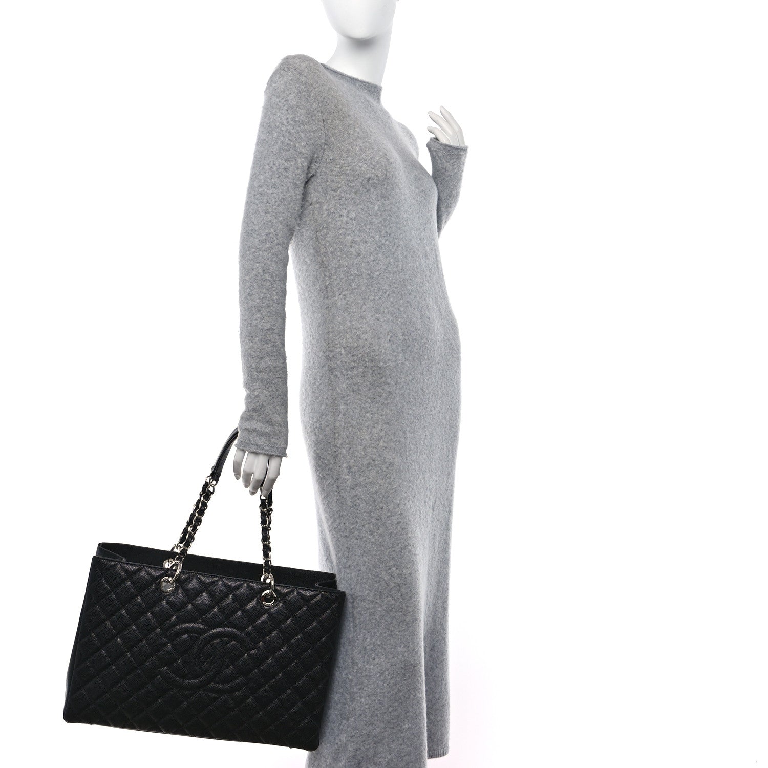 Chanel Caviar Quilted XL Grand Shopping Tote GST Black 2 of 11