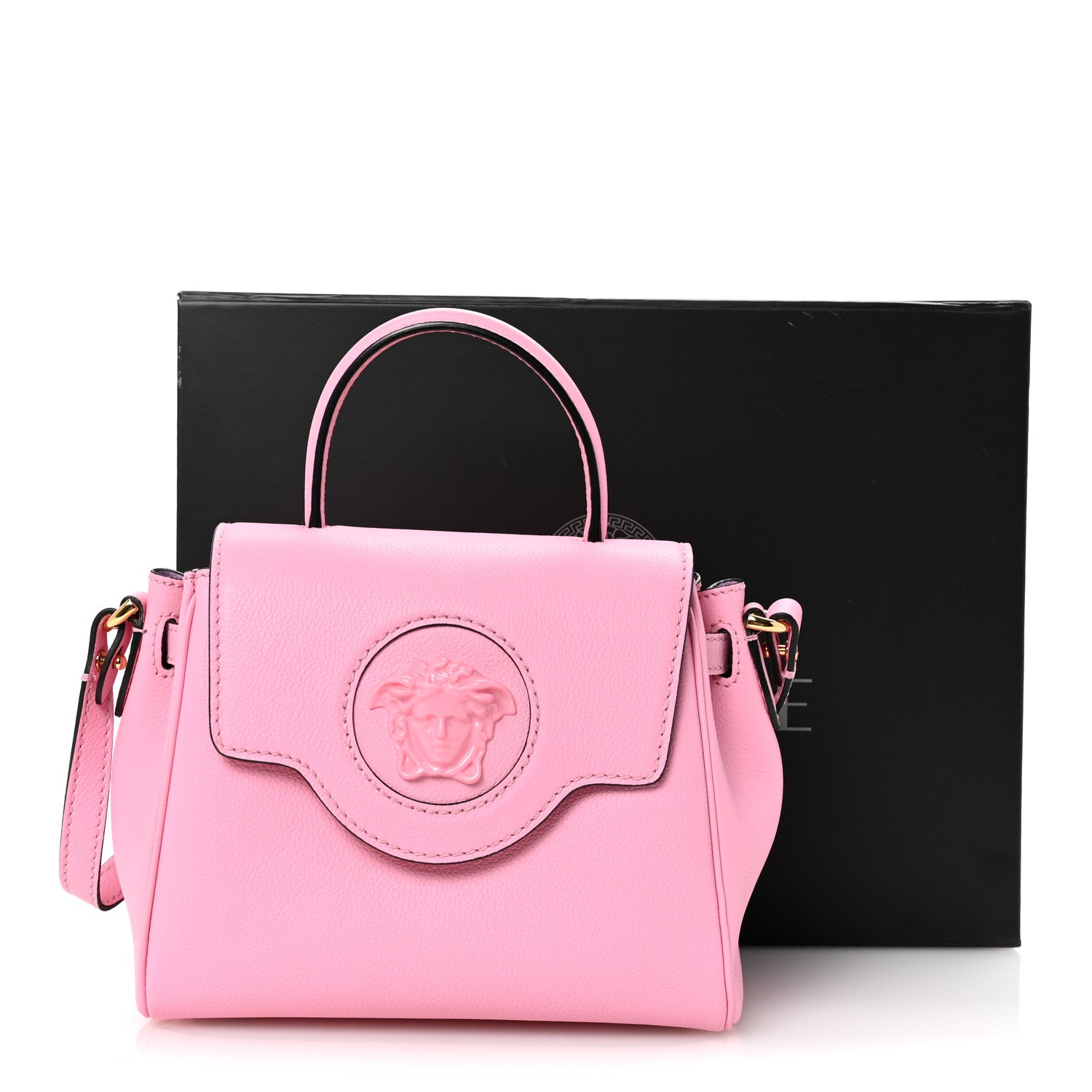 Versace Grained Calfskin Small La Medusa Top Handle Bag Pink 10 of 10