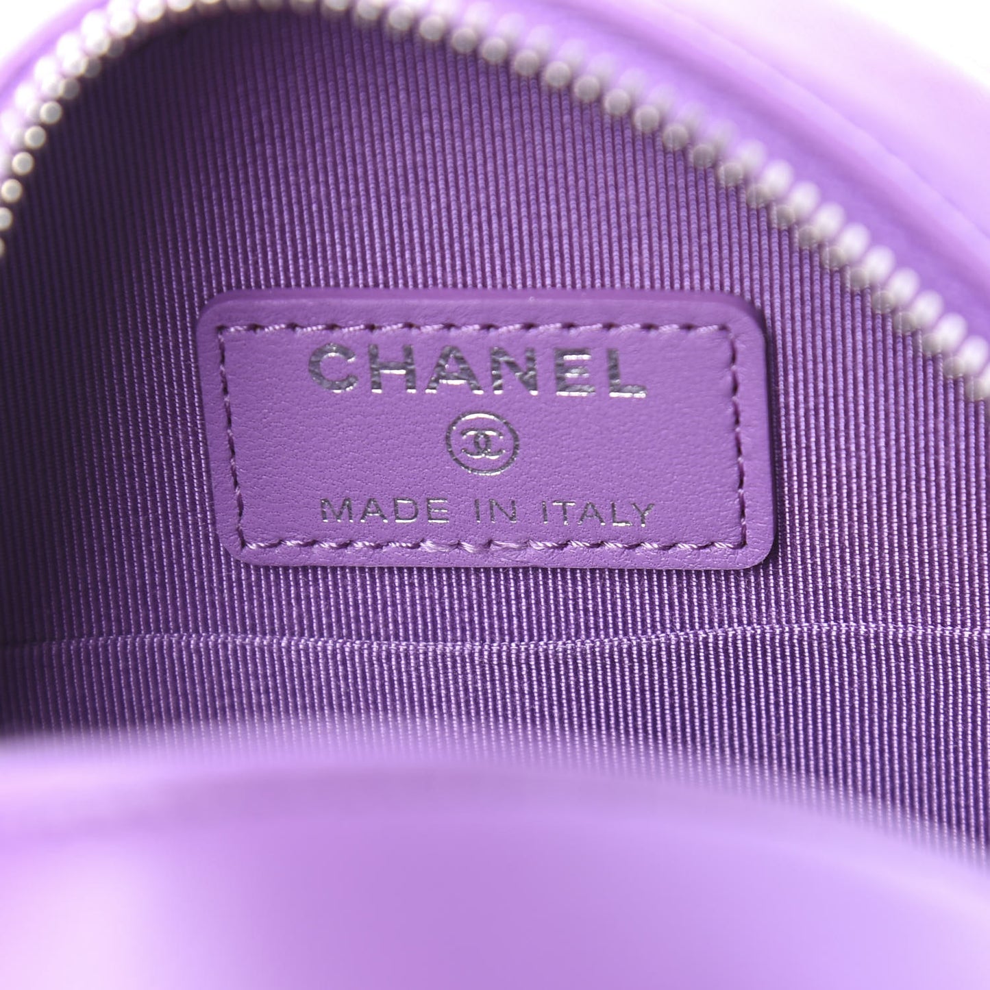 Lambskin Quilted Round Clutch With Chain Purple