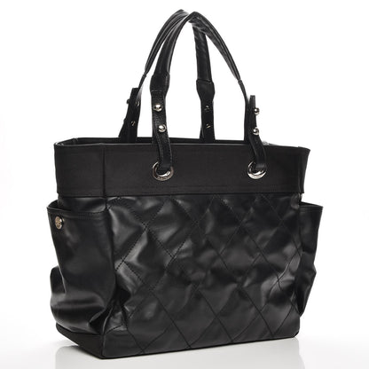 Chanel Coated Canvas Quilted Large Paris Biarritz Tote Black 4 of 8