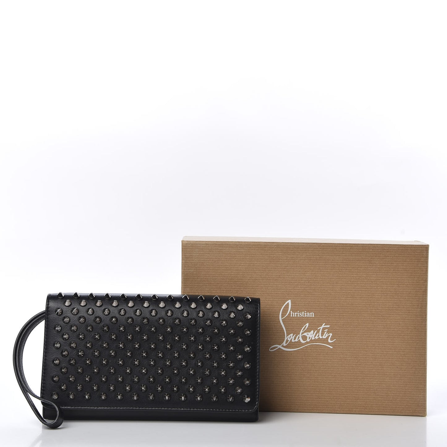 Calfskin Macaron Spiked Flap Wallet Black