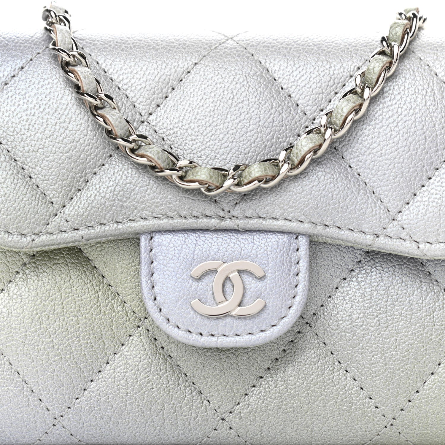 Chanel Metallic Goatskin Quilted Ombre Classic Clutch With Chain 8 of 10
