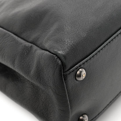 Fendi Goatskin Zucca Medium Peekaboo Iconic Satchel  Black Tobacco 12 of 13
