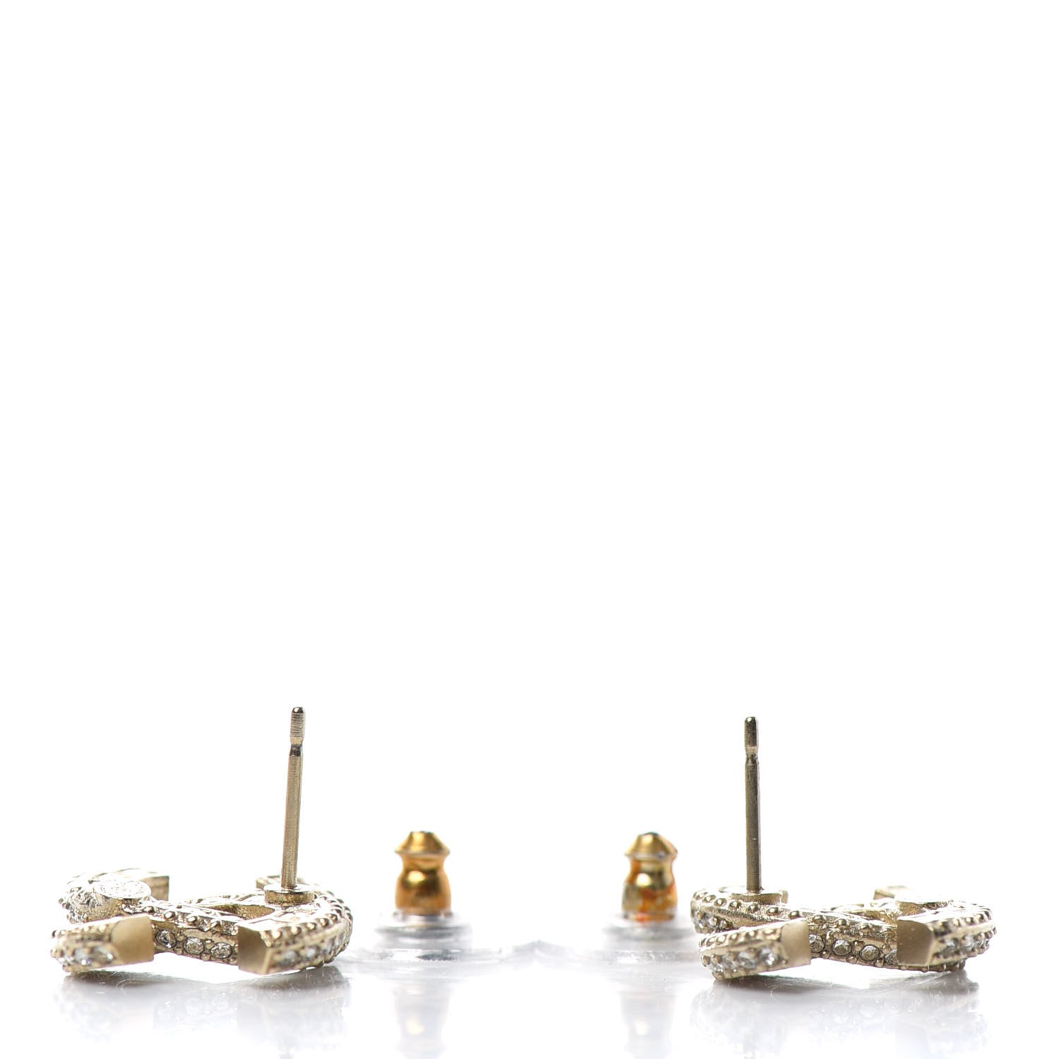 Chanel Crystal Timeless CC Earrings Light Gold 3 of 5