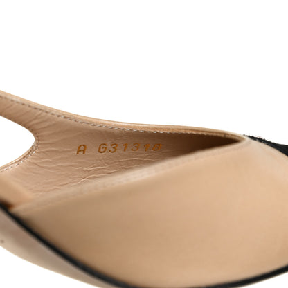 Chanel Goatskin Grosgrain Cap Toe CC Slingback Pumps 36 Beige Black 11 of 11