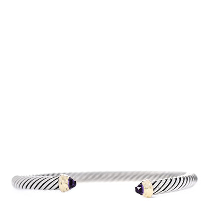 David Yurman Sterling Silver 14K Yellow Gold Amethyst 5mm Cable Classics Petite Color Bracelet 1 of 4