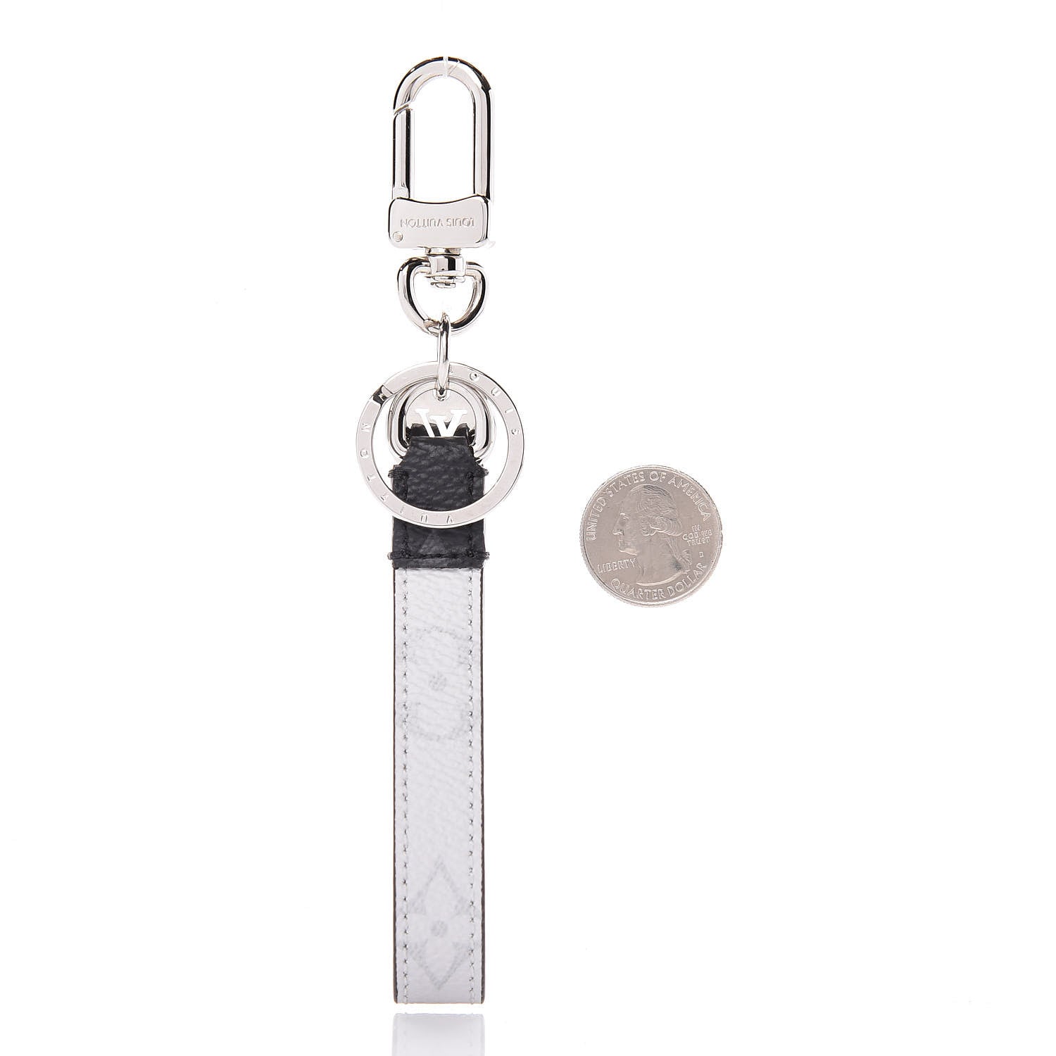 Louis Vuitton Monogram Eclipse White Slim Dragonne Bag Charm Key Holder 2 of 3