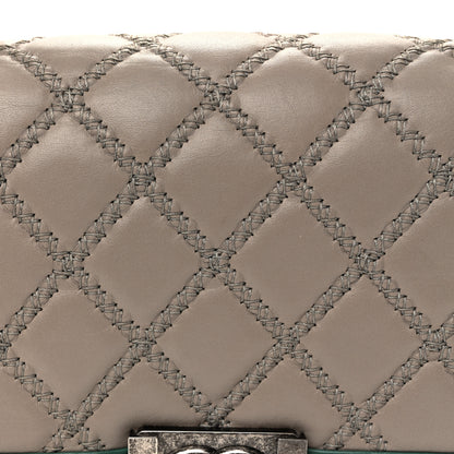 Chanel Lambskin Quilted Medium Top Handle Boy Flap Grey Green Red 8 of 11