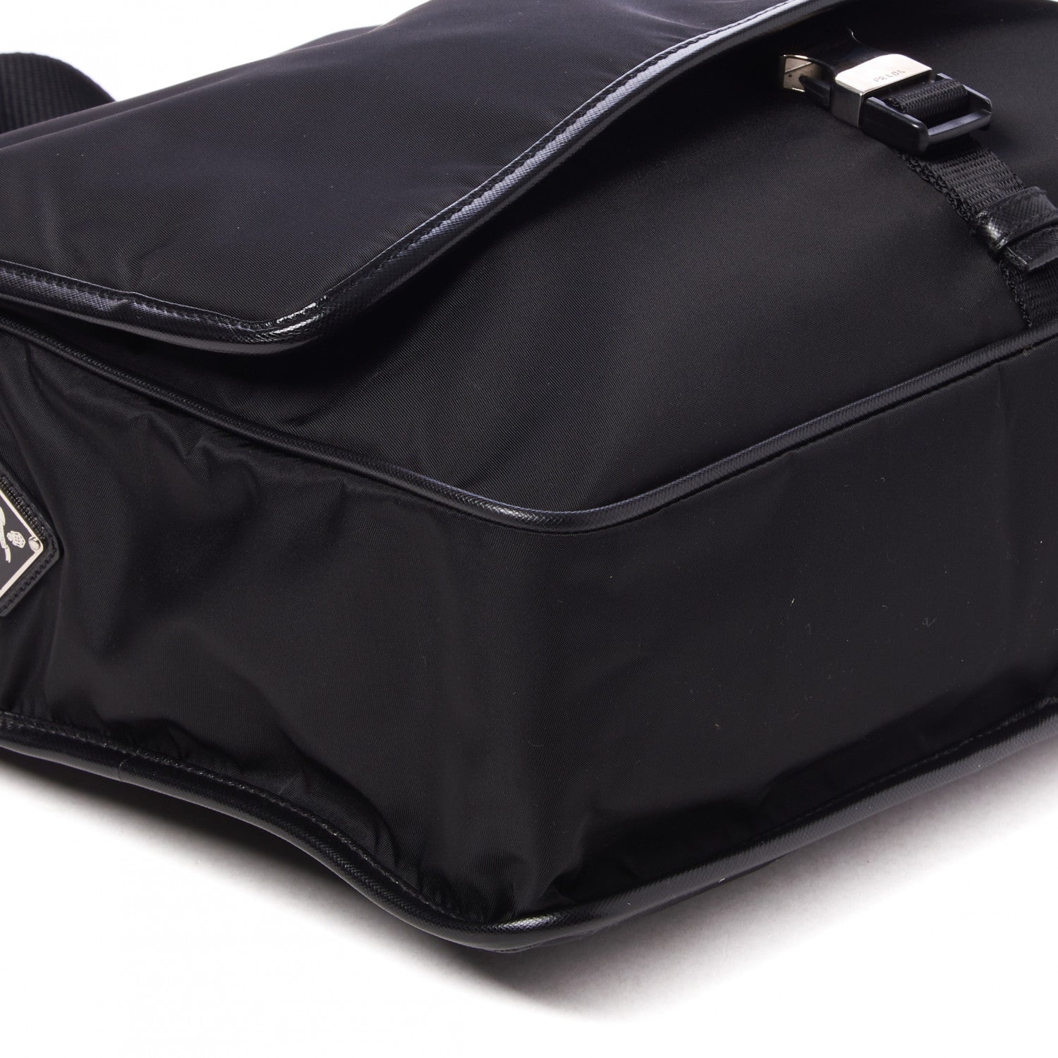 Prada Tessuto Nylon Saffiano Messenger Bag Black 5 of 10