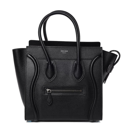 Celine Drummed Calfskin Micro Luggage Black 1 of 8