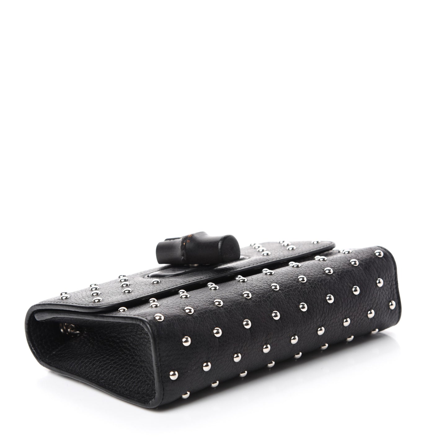 Calfskin Small Studded Miss Bamboo Shoulder Bag Black