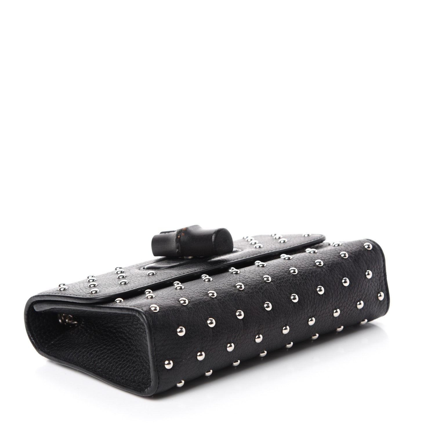 Gucci Calfskin Small Studded Miss Bamboo Shoulder Bag Black 4 of 11