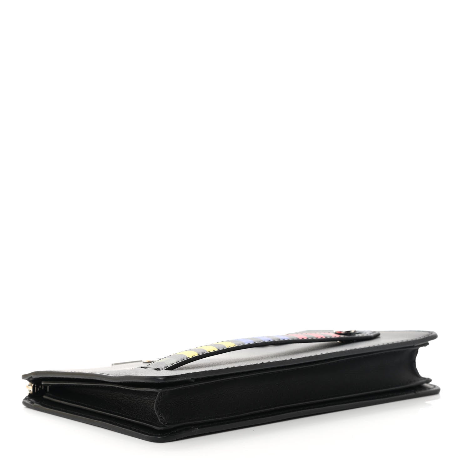 Fendi Calfskin Faces Slim Clutch Black Multicolor 4 of 9