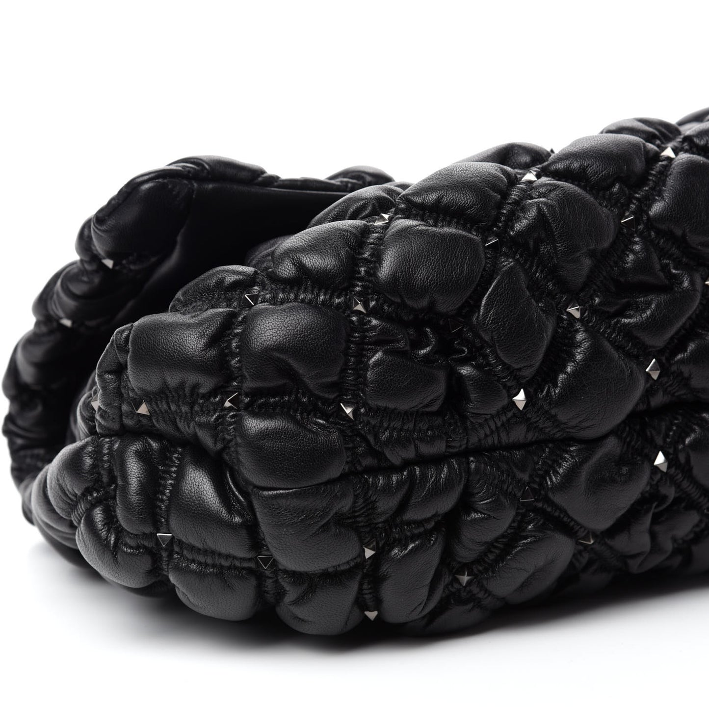 Nappa Large Spikeme Shoulder Bag Black