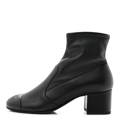 Chanel Stretch Lambskin Cap Toe CC Uniform Short Boots 38 Black 1 of 9
