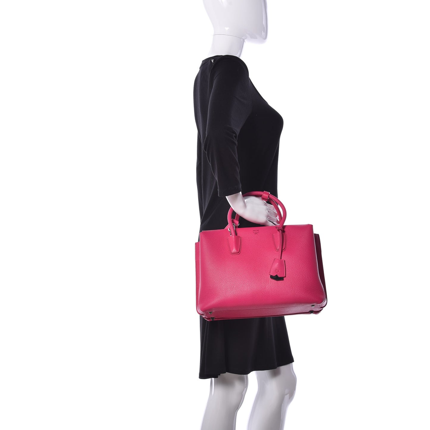 Grained Calfskin Medium Milla Tote Beetroot Pink