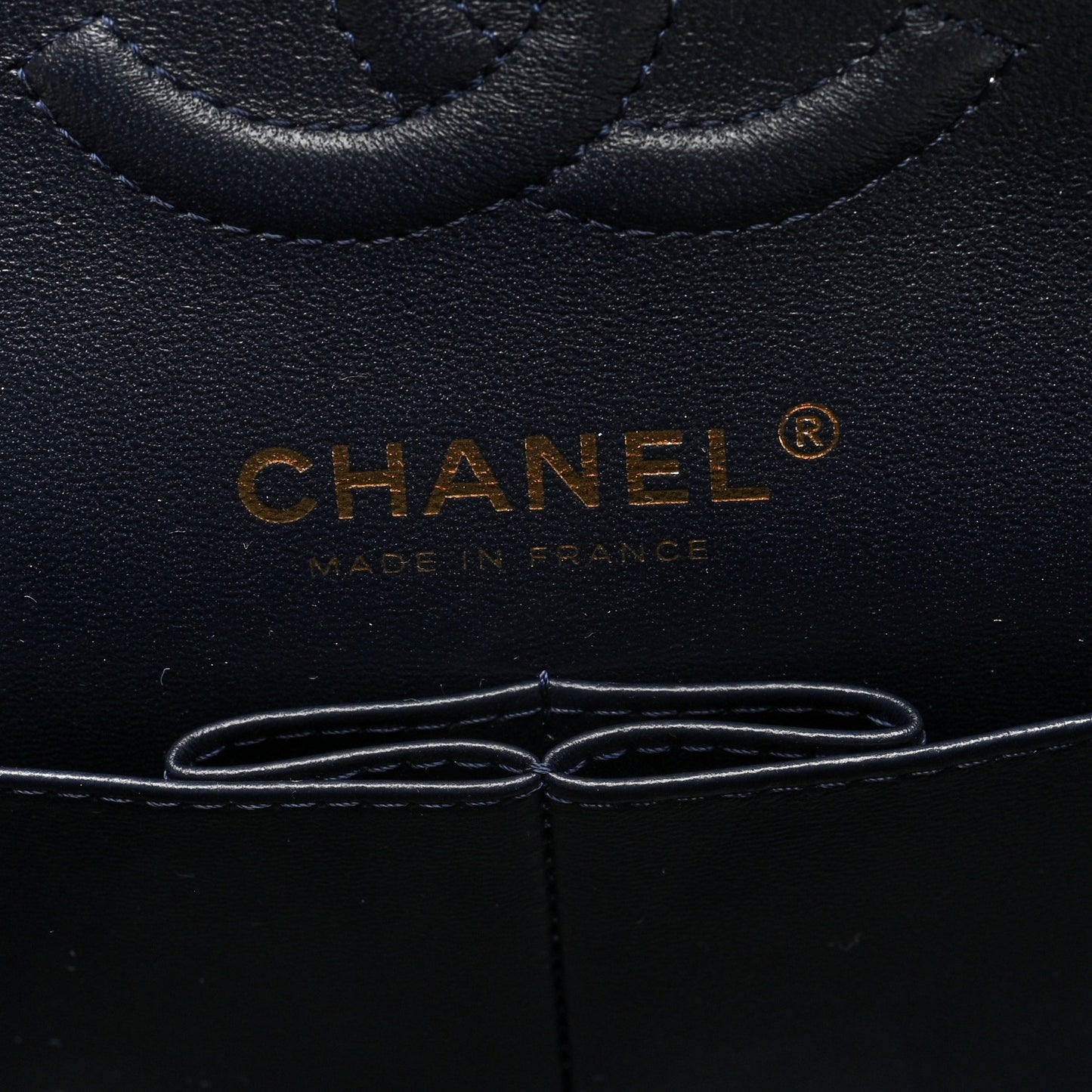 Denim Quilted Medium Double Flap Dark Blue